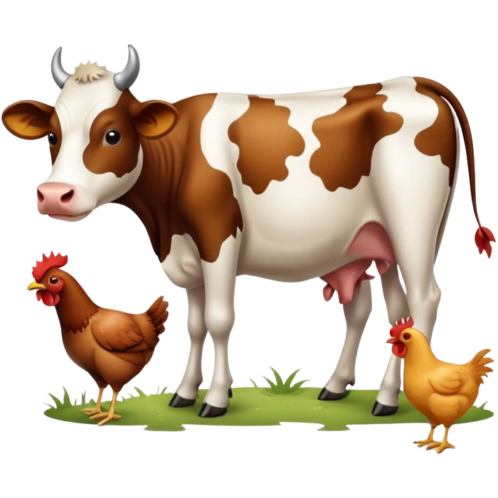 A cow and a chicken emoji