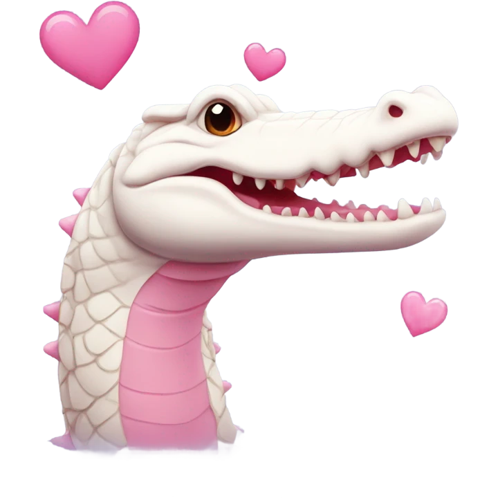 Albino crocodile with pink hearts emoji