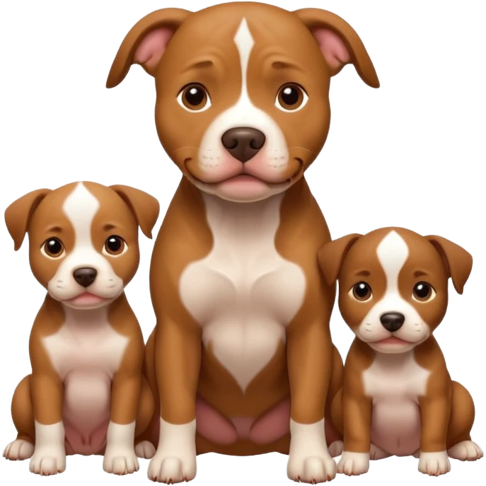 pitbull dog with its puppies emoji