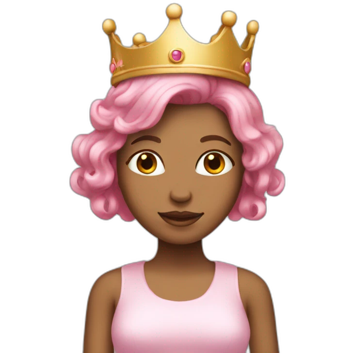 Tan girl with pink Bob hair and a crown on emoji