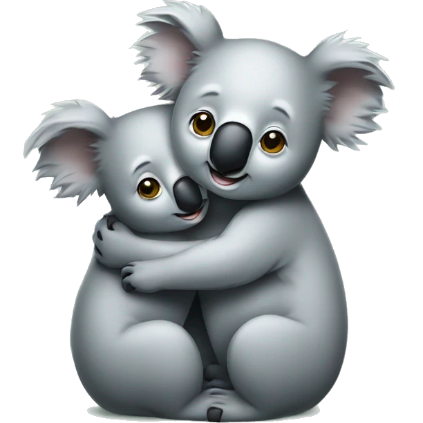 a male koala bear hugging a female koala bear emoji