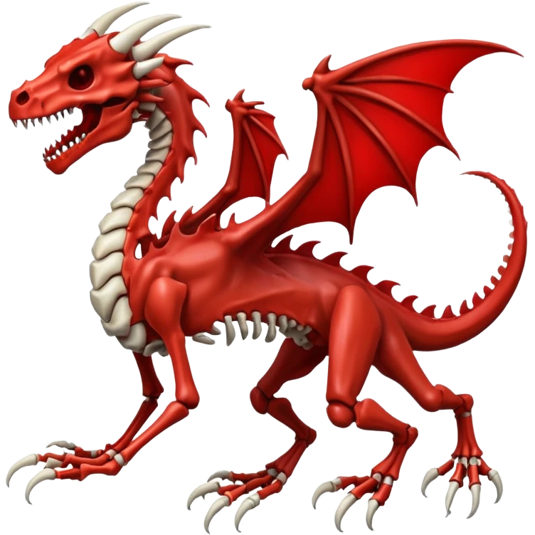  skeletal skeleton bone dragon with some blood dripping emoji