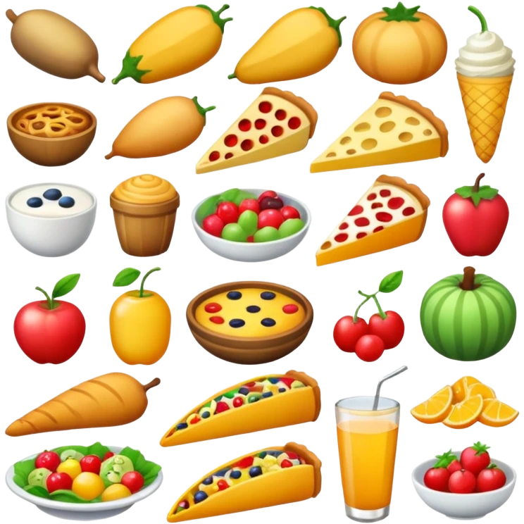 create me an image for a vertical in my super app, food vertical no human, food elements only emoji