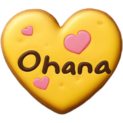 Yellow cookie heart with ohana emoji