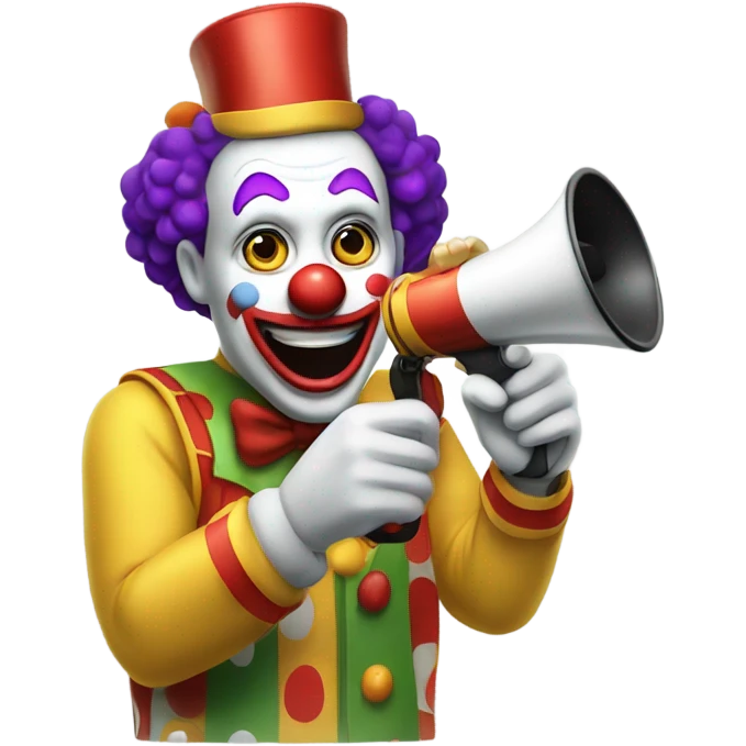 create and clown talking through a megaphone emoji