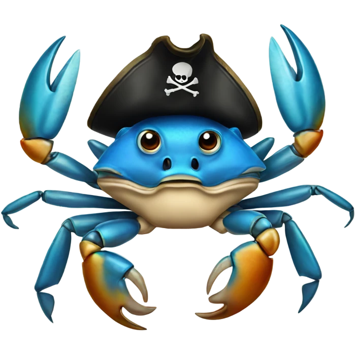 Blue Crab wearing pirate hat emoji