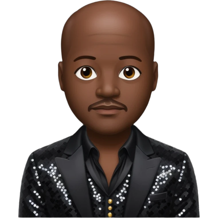 Will Downing with dark brown hair, black sequin outfit emoji