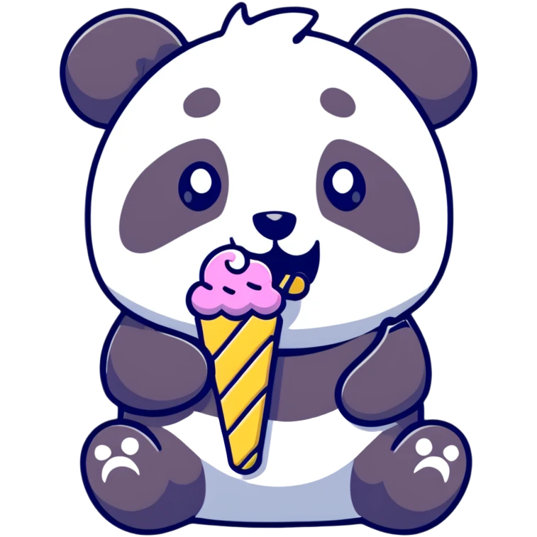 Panda eating ice cream emoji