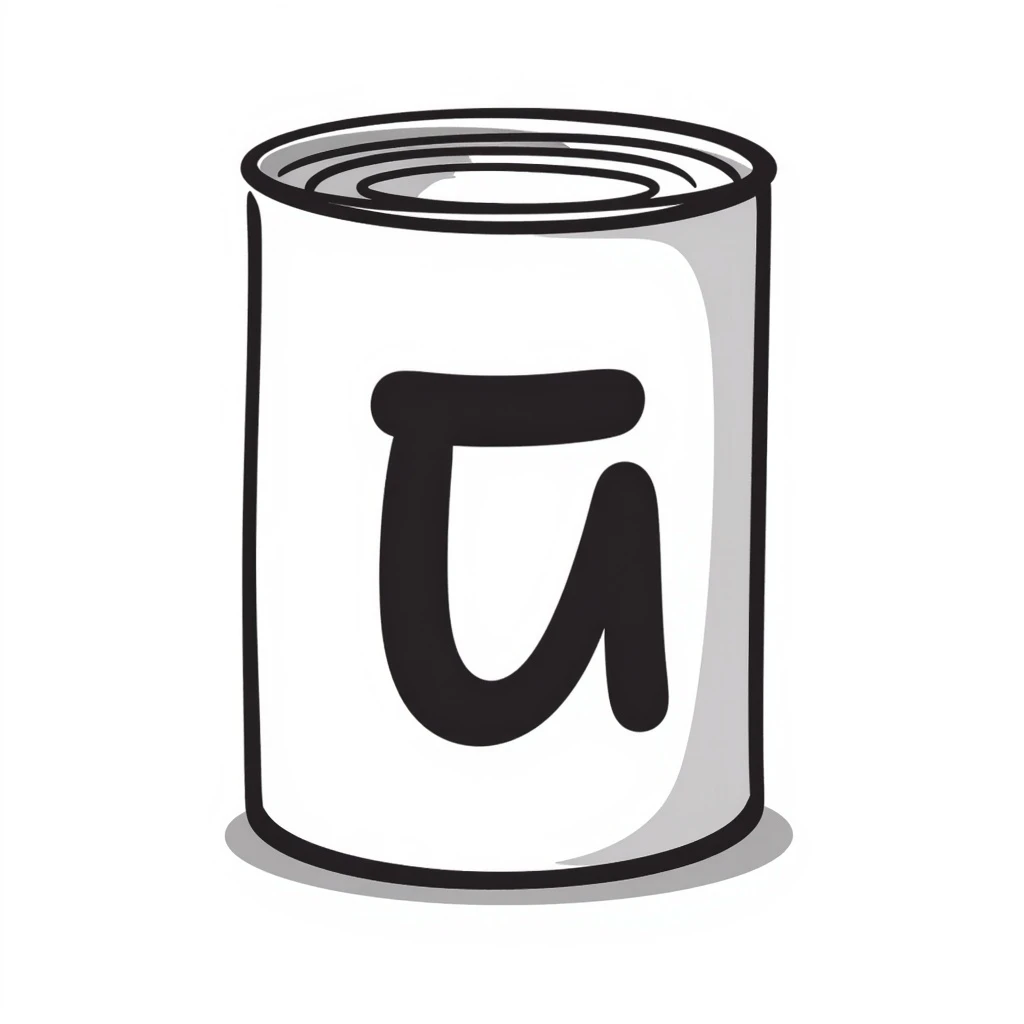 a soup can with a label featuring the text 'Д' emoji