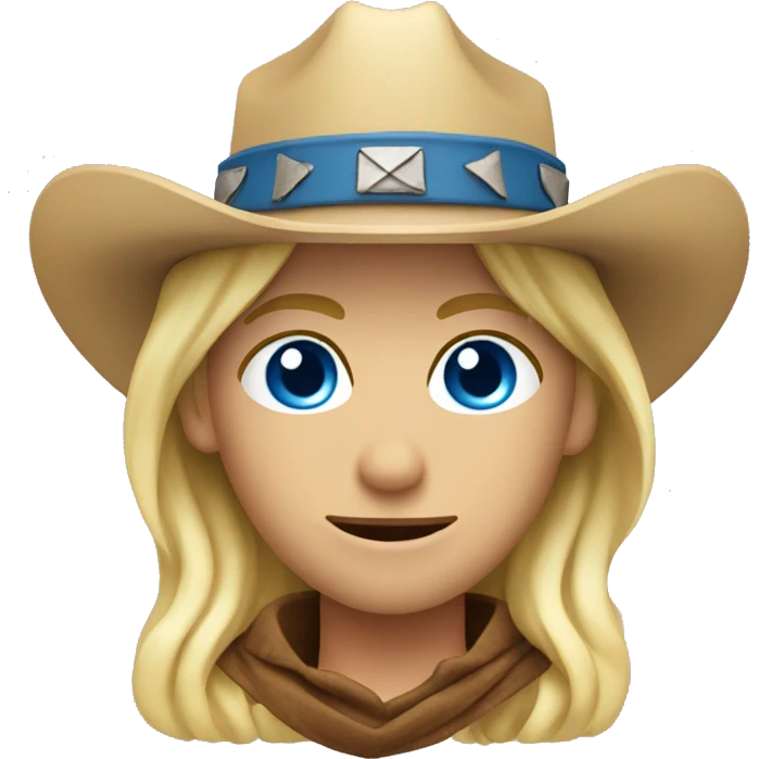 Blonde cowboy blue eyes straw in their mouth emoji