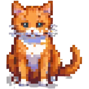 pixel art orange tabby cat sitting emoji