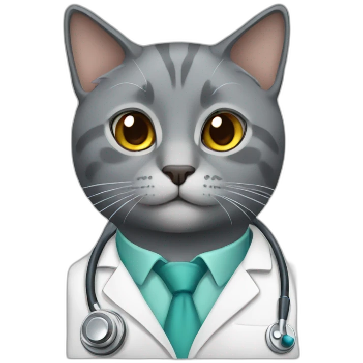 grey cat look like doctor emoji