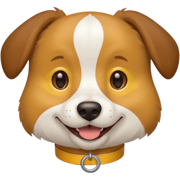 dog head wearing yellow collar that says FI emoji