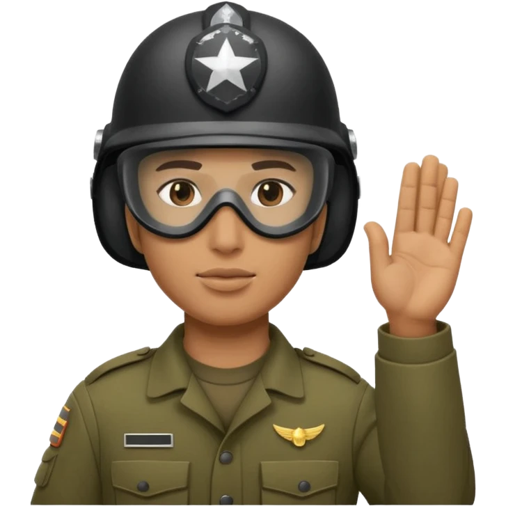 Soldier saluting with helmet + mask emoji