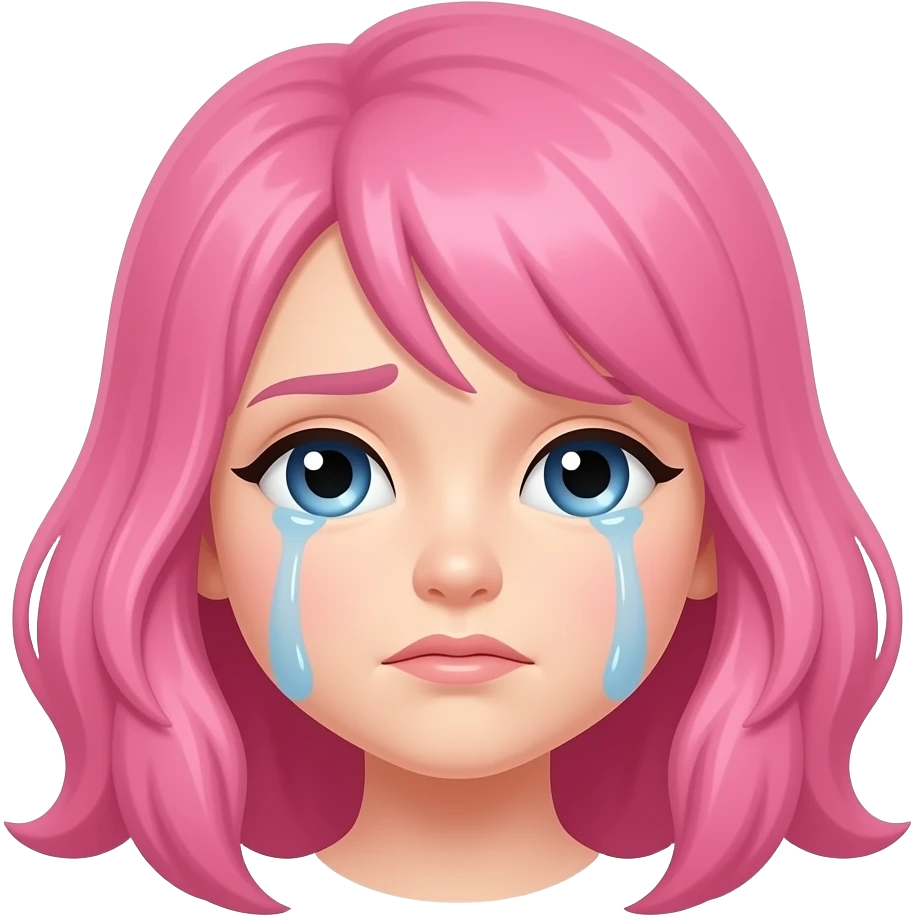 Crying woman with pink hair emoji