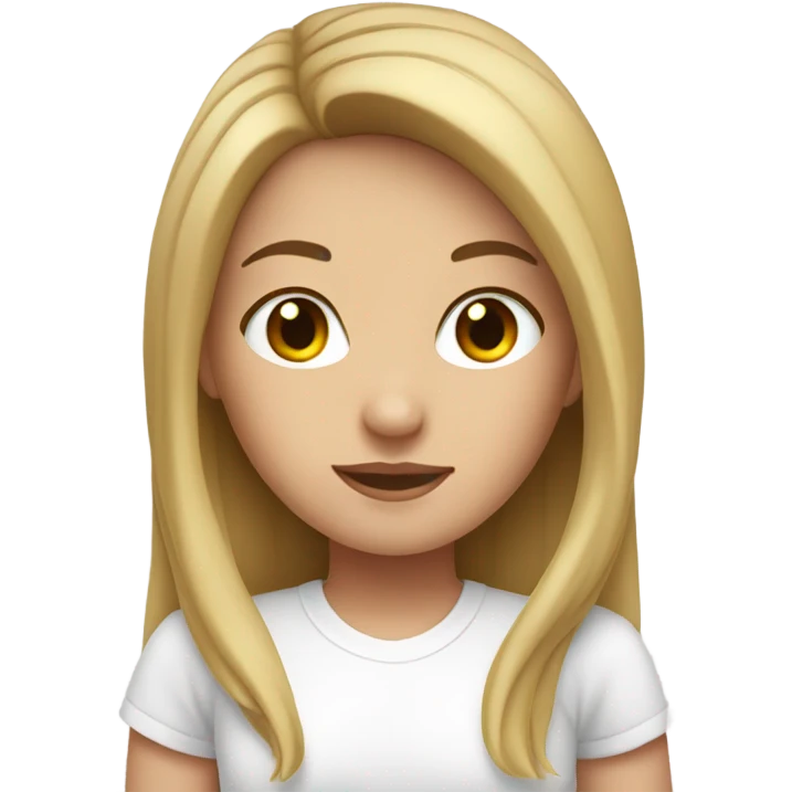 Brunette white girl in white t-shirt emoji