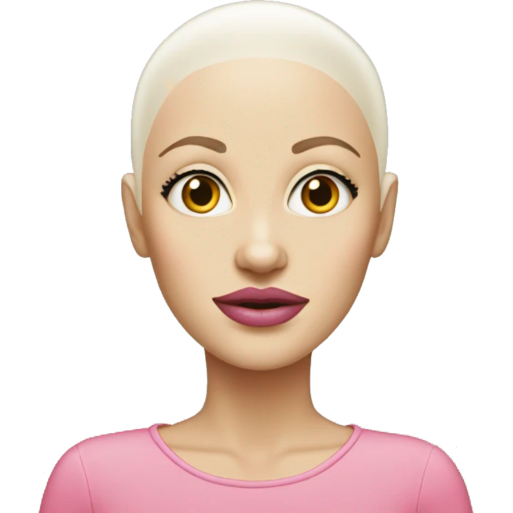 Bald white women with pink big lips with no hair emoji