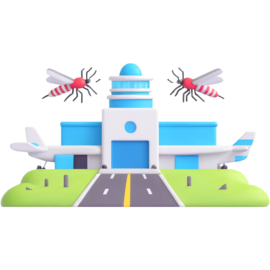 mosquito airport with mosquitoes as airplanes emoji
