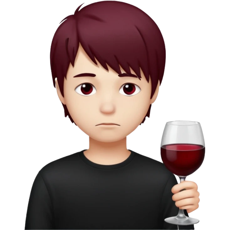 Bebendo vinho emo adolescente masculino com o rosto triste emoji