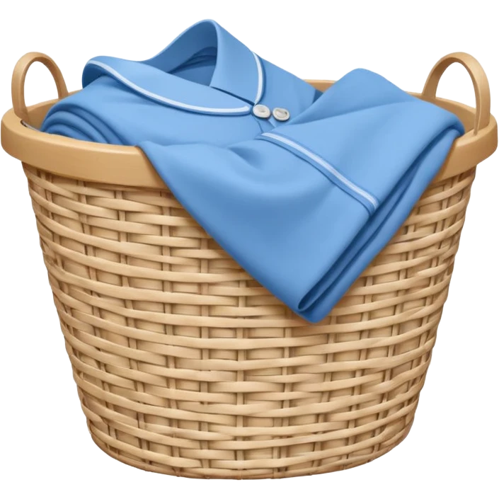 white LAUNDRY BASKET WITH FOLDED blue CLOTHES emoji