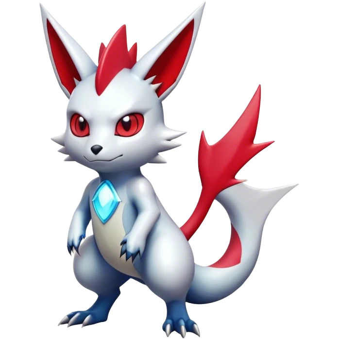 Cute Cool Edgy Shiny Futuristic Ethereal Legendary Digimon-Sneasel-Zangoose-hybrid full body emoji