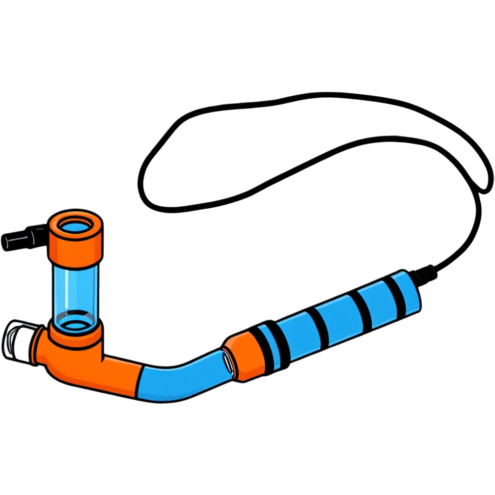 Bright blue VO2 max test mouthpiece with valve connector, isolated fitness testing equipment emoji
