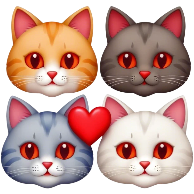 four cats on valentine's day emoji