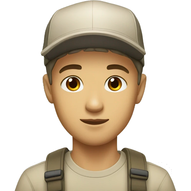 young guy in a cap with brown eyes and short hair light skin color emoji