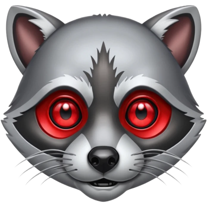 Cyborg racoon face red eyes emoji