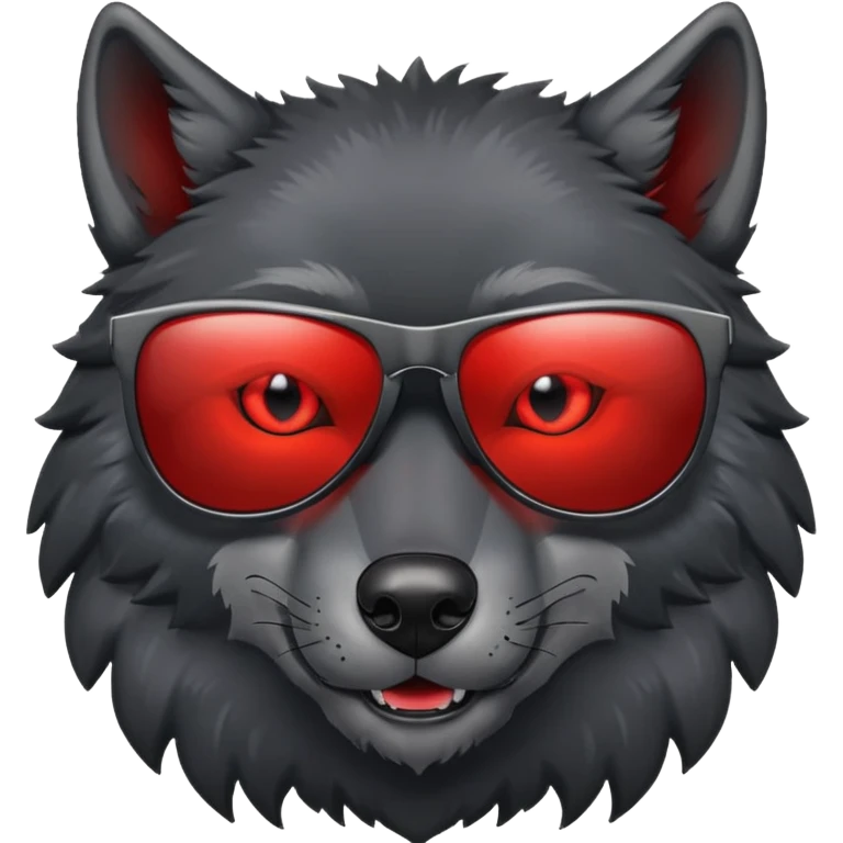 cool black wolf with red eyes wearing sunglasses emoji