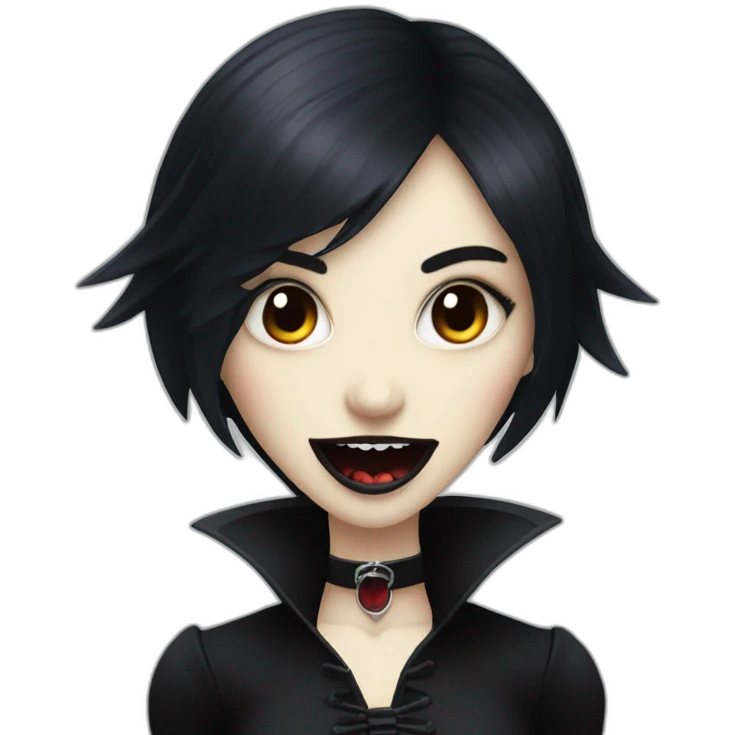 Goth Girl vampire sharp teeth emoji