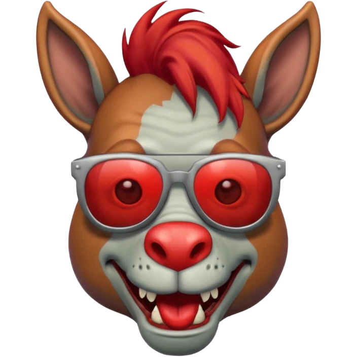 Zombie donkey with sun glasses and red hair and joker nose hungry  emoji