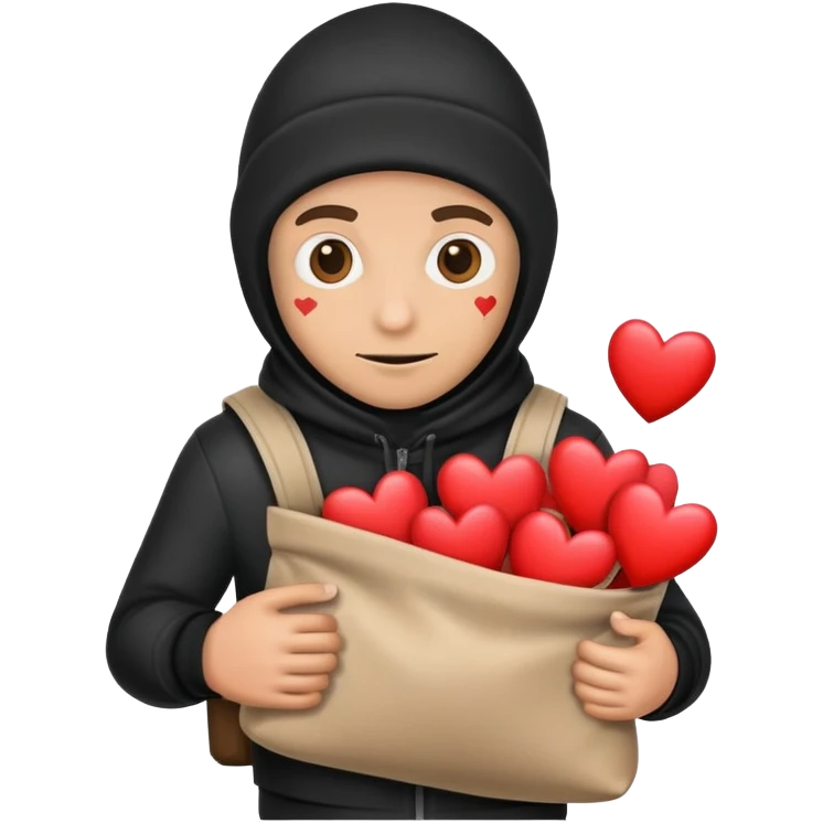 Burglar with bag of hearts  emoji