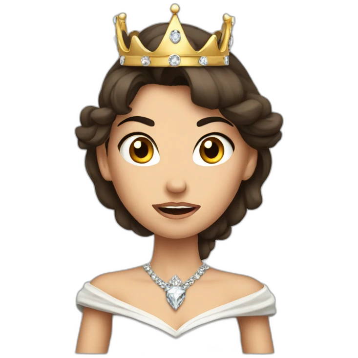 angry brunette princess with a big crown with diamonds emoji