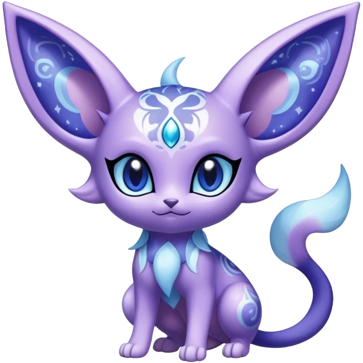 Shiny Exotic Cute Adorable Majestic Ethereal Sparkly Espeon-Meowstic-Hybrid-Creature with pattern-markings emoji