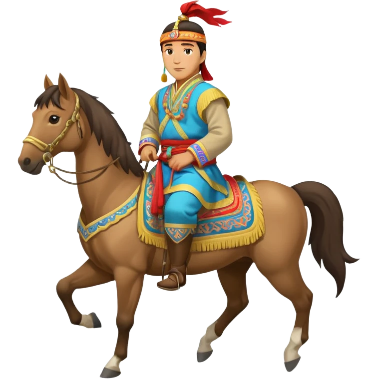 mongolian man on horse full body emoji