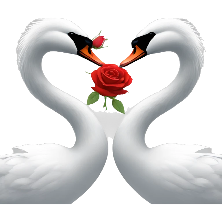 Swans facing each other with a rose in the middle  emoji