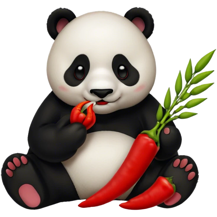 a panda eating spicy food emoji
