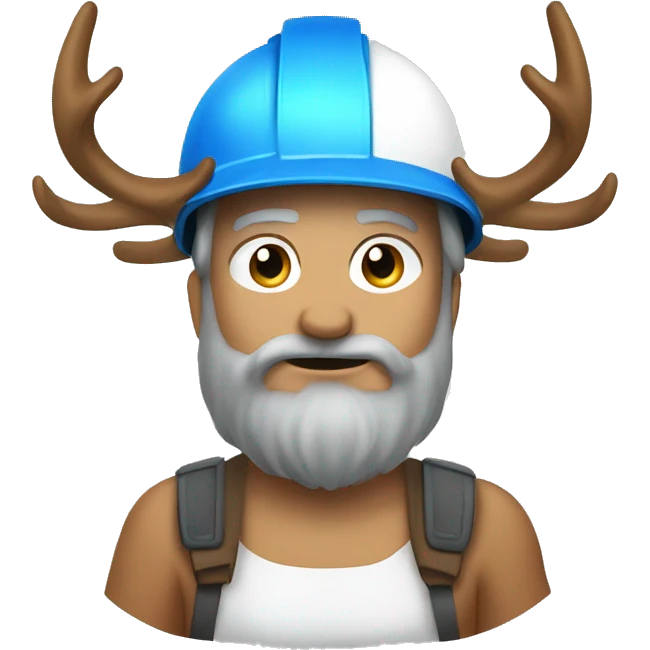 sticker, elk, blue, builder, in a white helmet, with big horns emoji
