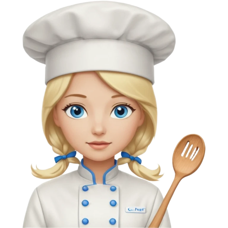 Sexy Long Blonde hair blue eyed female chef emoji
