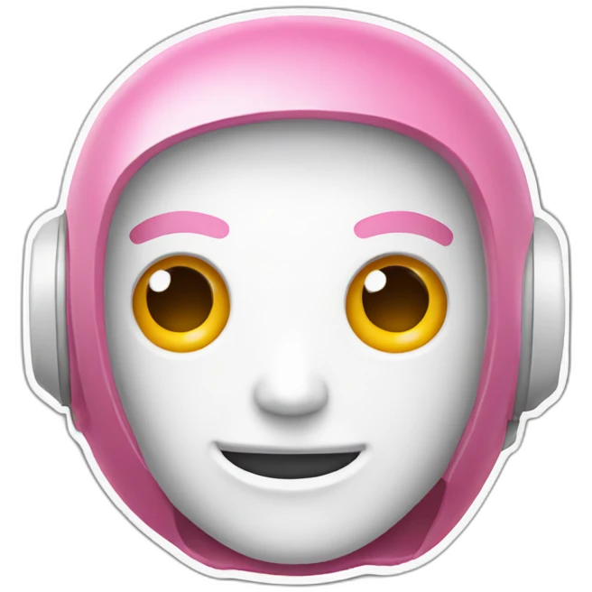 pink and white robot face sticker emoji