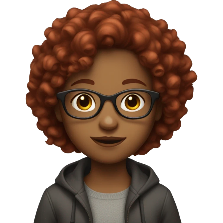 girl with curly dark red hair in glasses  emoji