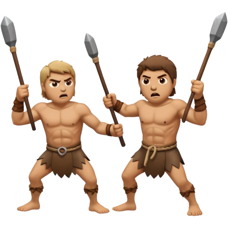 fight between two stone age  man  emoji