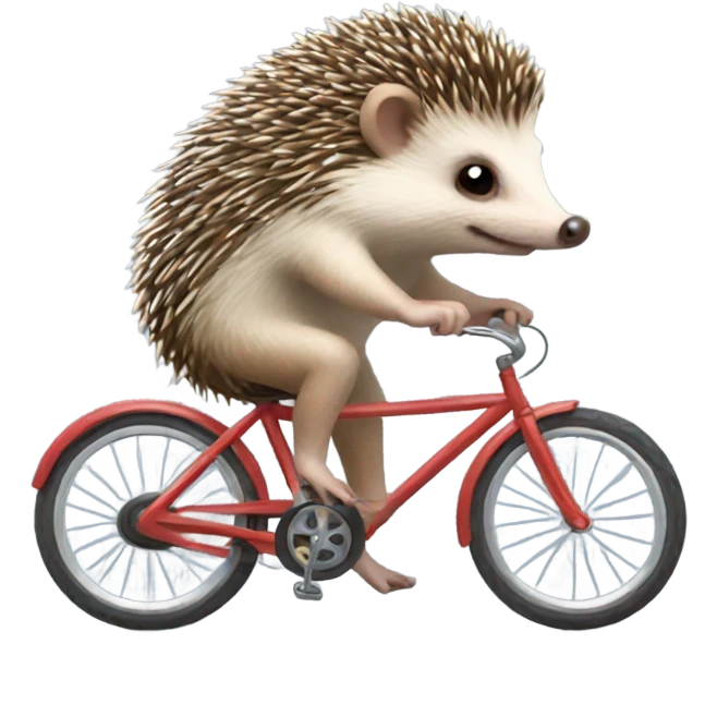 Hedgehog riding a bike cute  emoji