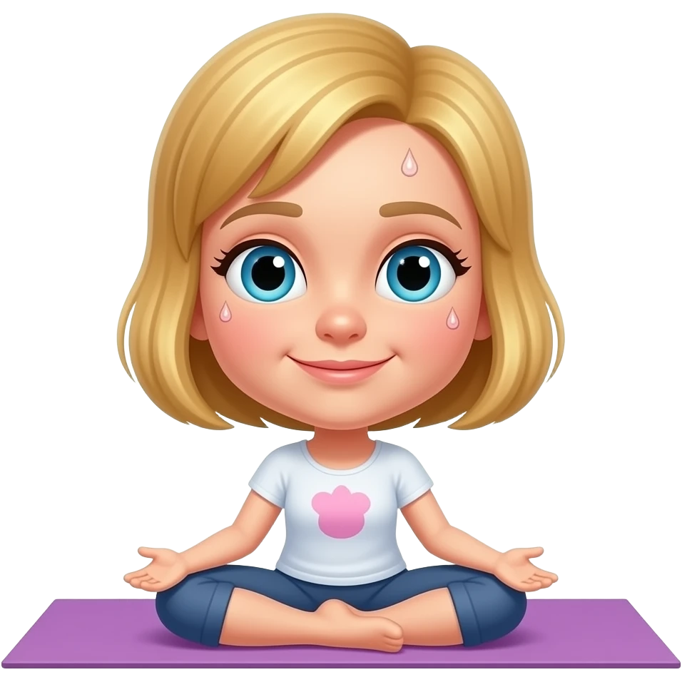 Sweating short hair blonde girl doing yoga emoji