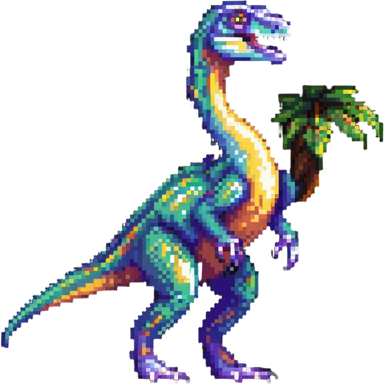 Colorful velociraptor with detailed scales and feathers emoji