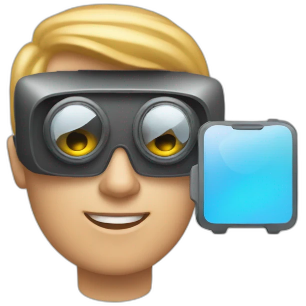 iphone style emoji of white person with meta virtual reality goggles  emoji