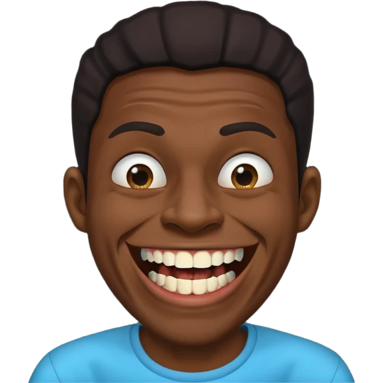 A black habshi man with ugly crooked broken teeth laughing emoji