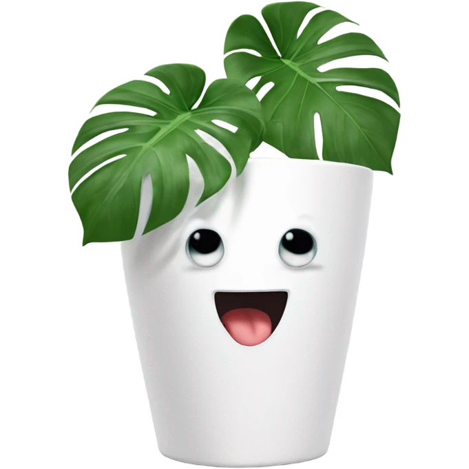 Monstera in a white pot, dancing to music emoji
