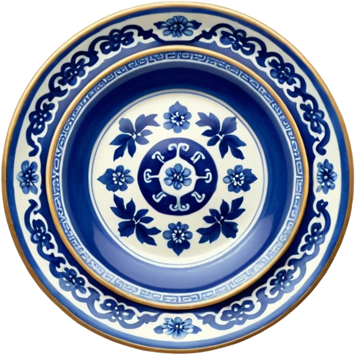 antique chinese plate blue emoji